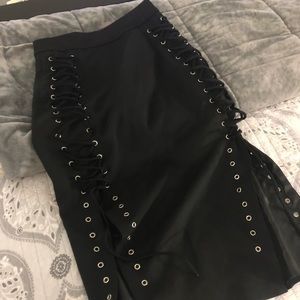 Lavish Alice Black Tie Up Skirt